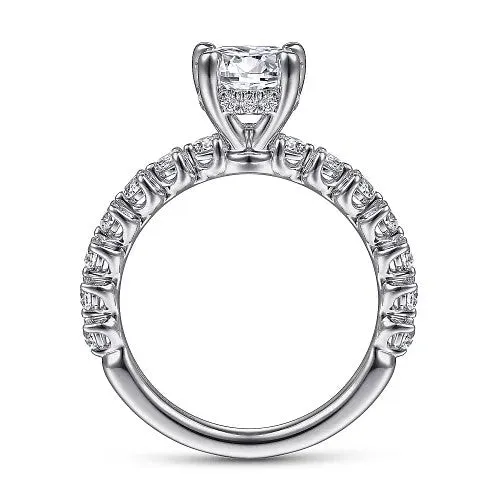 Rings GABRIEL CO Zelmira 14K White Gold Round Diamond Engagement Ring Setting Only