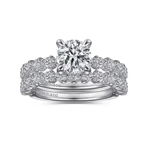 Rings GABRIEL CO Zelmira 14K White Gold Round Diamond Engagement Ring Setting Only