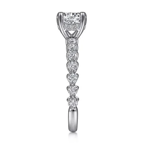 Rings GABRIEL CO Zelmira 14K White Gold Round Diamond Engagement Ring Setting Only