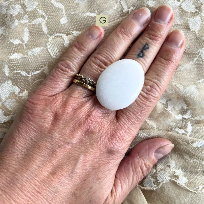 Rings Giardinoblu White Jade Statement Ring Made to Order