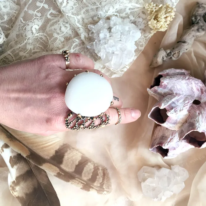 Rings Giardinoblu White Jade Statement Ring Made to Order