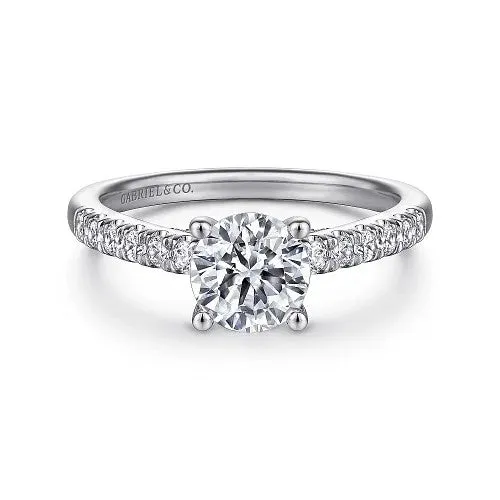Rings Jones 14K White Gold Round Diamond Engagement Ring Setting Only GABRIEL CO Rings Jones 14K White Gold Round Diamond Engagement Ring Setting Only GABRIEL CO