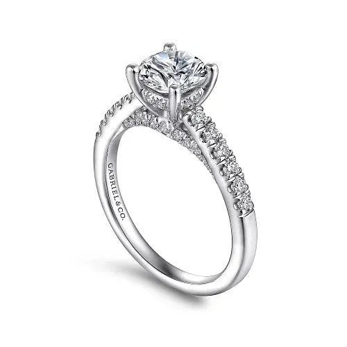 Rings Jones 14K White Gold Round Diamond Engagement Ring Setting Only GABRIEL CO Rings Jones 14K White Gold Round Diamond Engagement Ring Setting Only GABRIEL CO