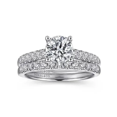 Rings Jones 14K White Gold Round Diamond Engagement Ring Setting Only GABRIEL CO Rings Jones 14K White Gold Round Diamond Engagement Ring Setting Only GABRIEL CO