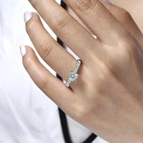 Rings Jones 14K White Gold Round Diamond Engagement Ring Setting Only GABRIEL CO Rings Jones 14K White Gold Round Diamond Engagement Ring Setting Only GABRIEL CO