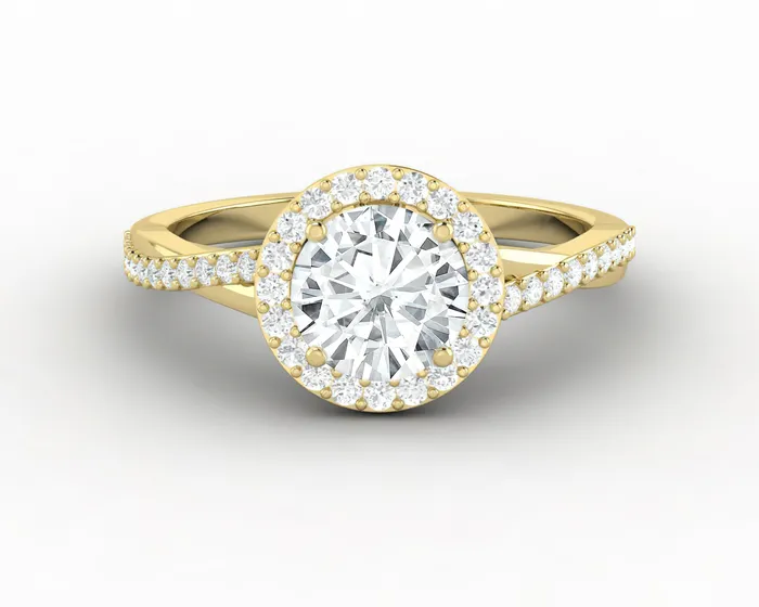 Rings Sapheena Jewelry Demi 10 Ct Round Cut Halo Engagement Ring with Side Stones Rings Sapheena Jewelry Demi 10 Ct Round Cut Halo Engagement Ring with Side Stones