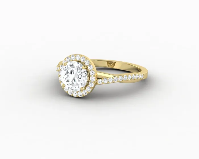 Rings Sapheena Jewelry Demi 10 Ct Round Cut Halo Engagement Ring with Side Stones