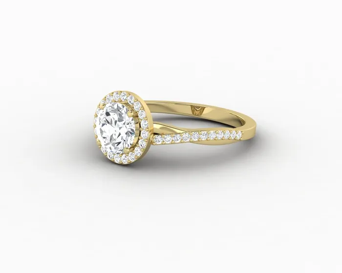 Rings Sapheena Jewelry Demi 10 Ct Round Cut Halo Engagement Ring with Side Stones