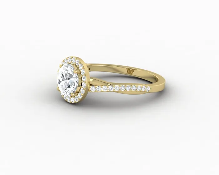 Rings Sapheena Jewelry Demi 10 Ct Round Cut Halo Engagement Ring with Side Stones