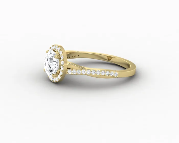 Rings Sapheena Jewelry Demi 10 Ct Round Cut Halo Engagement Ring with Side Stones