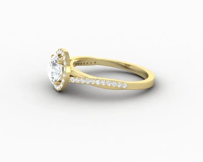 Rings Sapheena Jewelry Demi 10 Ct Round Cut Halo Engagement Ring with Side Stones
