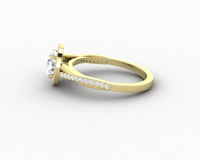 Rings Sapheena Jewelry Demi 10 Ct Round Cut Halo Engagement Ring with Side Stones