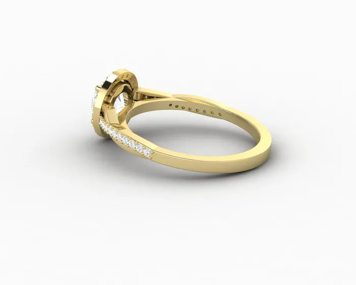 Rings Sapheena Jewelry Demi 10 Ct Round Cut Halo Engagement Ring with Side Stones