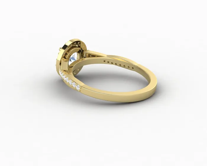 Rings Sapheena Jewelry Demi 10 Ct Round Cut Halo Engagement Ring with Side Stones