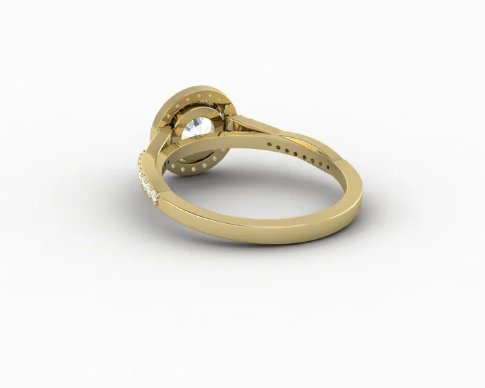 Rings Sapheena Jewelry Demi 10 Ct Round Cut Halo Engagement Ring with Side Stones