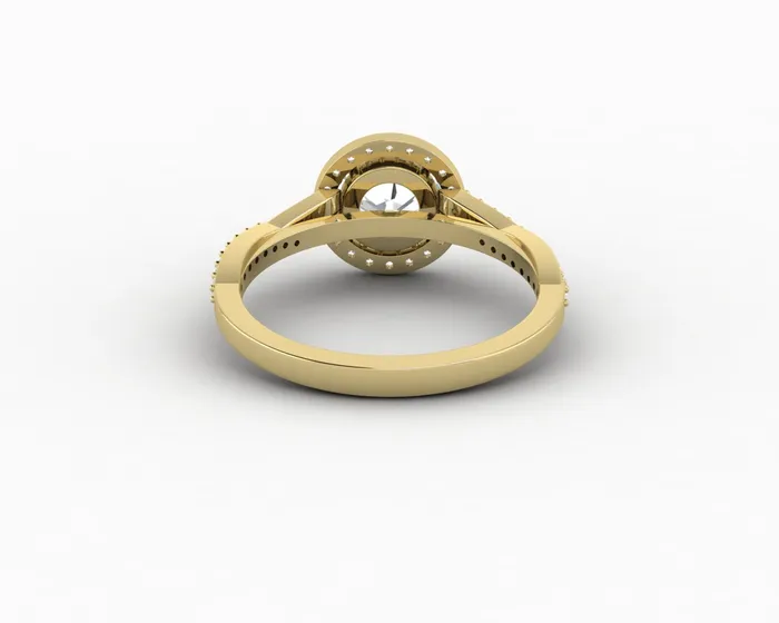 Rings Sapheena Jewelry Demi 10 Ct Round Cut Halo Engagement Ring with Side Stones
