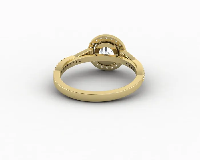 Rings Sapheena Jewelry Demi 10 Ct Round Cut Halo Engagement Ring with Side Stones
