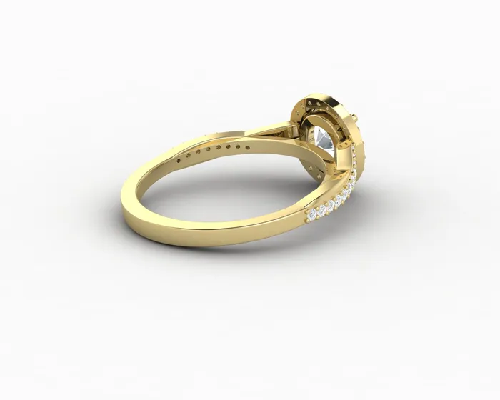 Rings Sapheena Jewelry Demi 10 Ct Round Cut Halo Engagement Ring with Side Stones