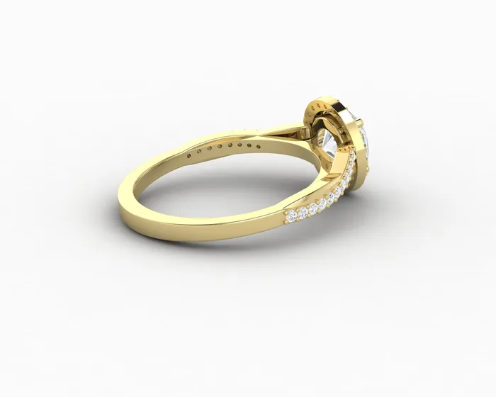 Rings Sapheena Jewelry Demi 10 Ct Round Cut Halo Engagement Ring with Side Stones