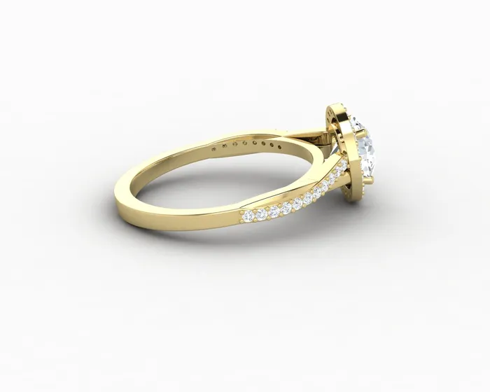 Rings Sapheena Jewelry Demi 10 Ct Round Cut Halo Engagement Ring with Side Stones