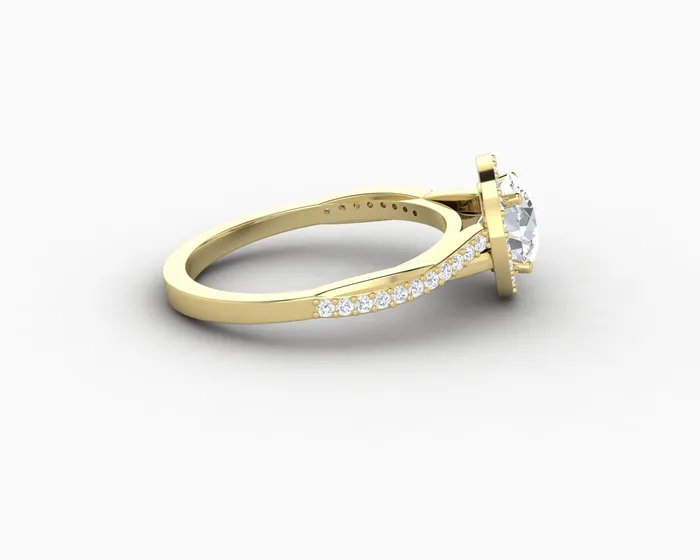 Rings Sapheena Jewelry Demi 10 Ct Round Cut Halo Engagement Ring with Side Stones