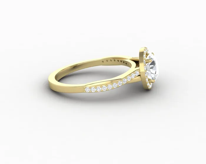 Rings Sapheena Jewelry Demi 10 Ct Round Cut Halo Engagement Ring with Side Stones