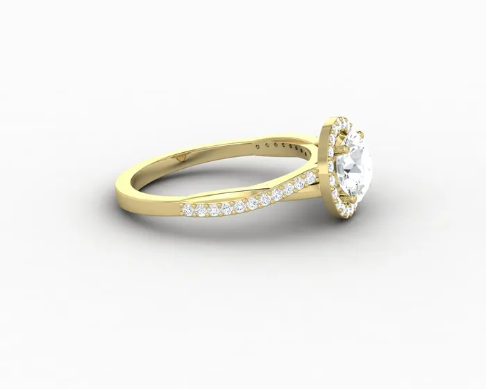 Rings Sapheena Jewelry Demi 10 Ct Round Cut Halo Engagement Ring with Side Stones