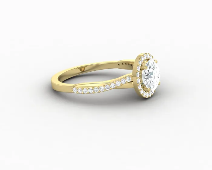 Rings Sapheena Jewelry Demi 10 Ct Round Cut Halo Engagement Ring with Side Stones