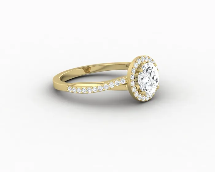 Rings Sapheena Jewelry Demi 10 Ct Round Cut Halo Engagement Ring with Side Stones
