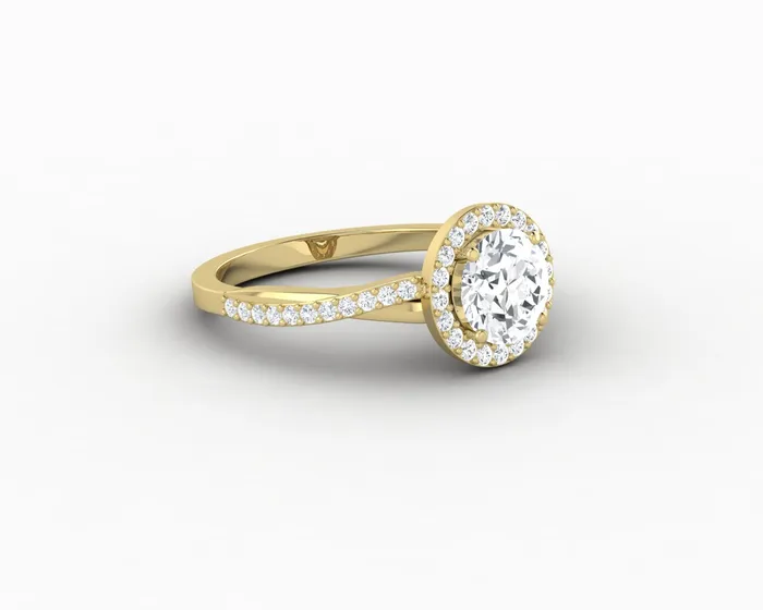 Rings Sapheena Jewelry Demi 10 Ct Round Cut Halo Engagement Ring with Side Stones