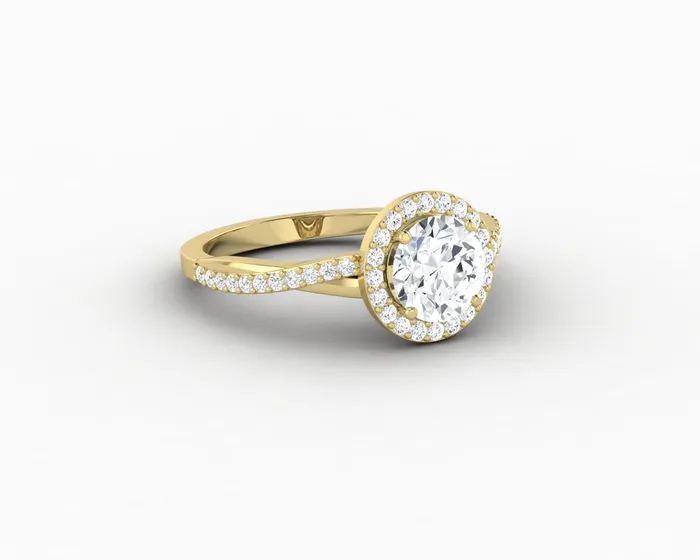 Rings Sapheena Jewelry Demi 10 Ct Round Cut Halo Engagement Ring with Side Stones