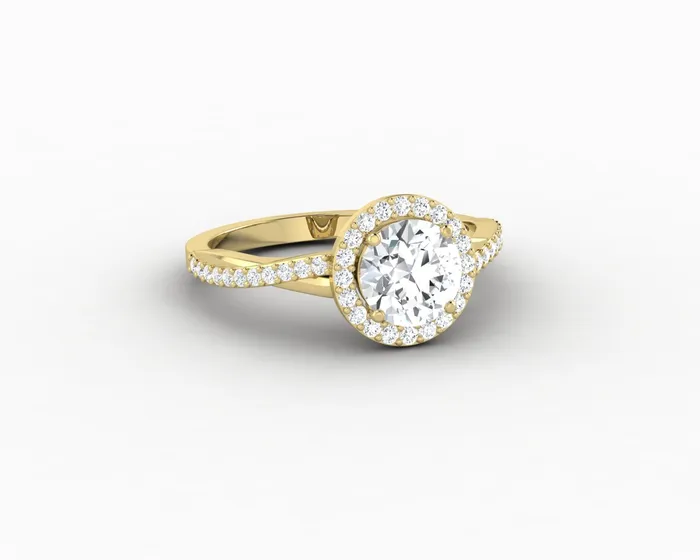 Rings Sapheena Jewelry Demi 10 Ct Round Cut Halo Engagement Ring with Side Stones