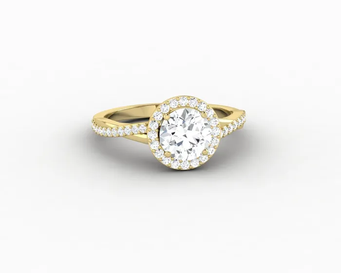 Rings Sapheena Jewelry Demi 10 Ct Round Cut Halo Engagement Ring with Side Stones