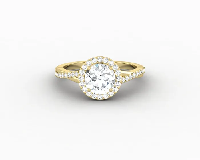 Rings Sapheena Jewelry Demi 10 Ct Round Cut Halo Engagement Ring with Side Stones