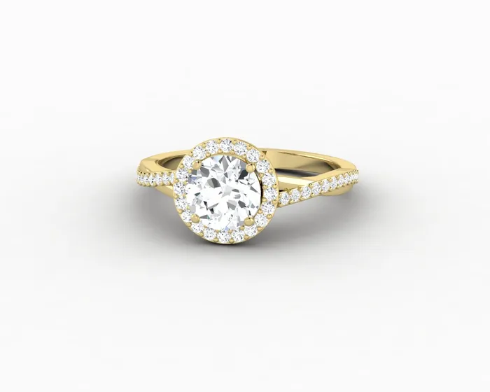 Rings Sapheena Jewelry Demi 10 Ct Round Cut Halo Engagement Ring with Side Stones