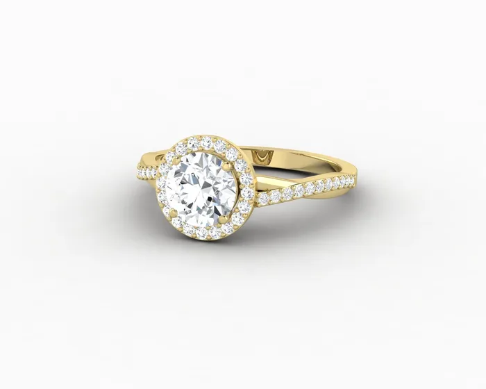 Rings Sapheena Jewelry Demi 10 Ct Round Cut Halo Engagement Ring with Side Stones