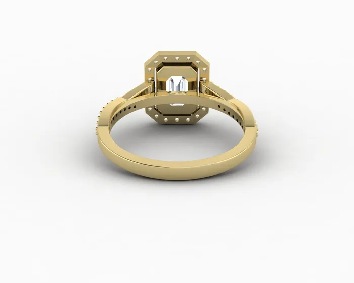 Rings Sapheena Jewelry Demi 17 Ct Emerald Cut Halo Engagement Ring with Side Stones