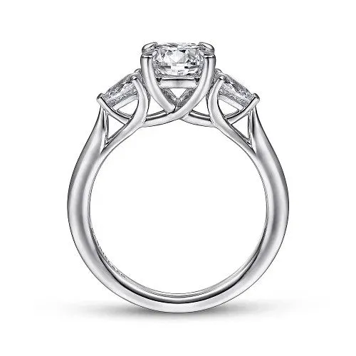 Rings Sunday 14K White Gold Round 3 Stone Diamond Engagement Ring Setting Only GABRIEL CO Rings Sunday 14K White Gold Round 3 Stone Diamond Engagement Ring Setting Only GABRIEL CO