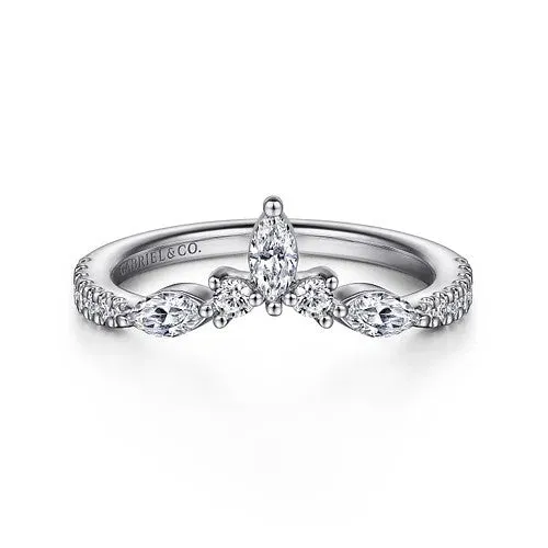 Rings Tulsie Curved 14K White Gold Marquise and Round Diamond Anniversary Band GABRIEL CO Rings Tulsie Curved 14K White Gold Marquise and Round Diamond Anniversary Band GABRIEL CO