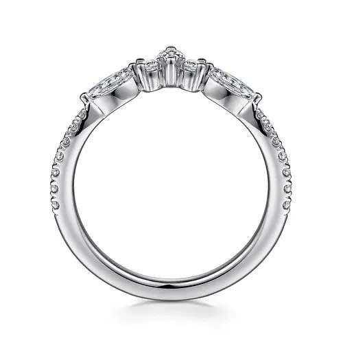 Rings Tulsie Curved 14K White Gold Marquise and Round Diamond Anniversary Band GABRIEL CO