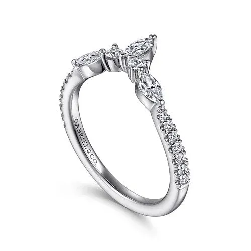 Rings Tulsie Curved 14K White Gold Marquise and Round Diamond Anniversary Band GABRIEL CO