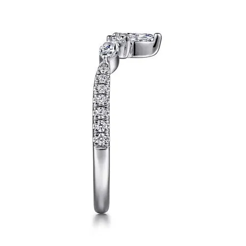 Rings Tulsie Curved 14K White Gold Marquise and Round Diamond Anniversary Band GABRIEL CO