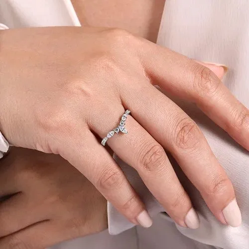 Rings Tulsie Curved 14K White Gold Marquise and Round Diamond Anniversary Band GABRIEL CO