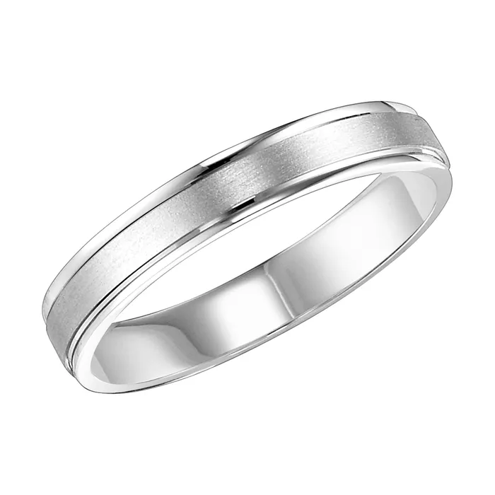 Rings White Gold 4mm Comfort Fit Mens Wedding Band FREDERICK GOLDMAN