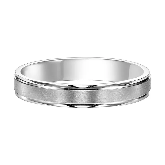 Rings White Gold 4mm Comfort Fit Mens Wedding Band FREDERICK GOLDMAN