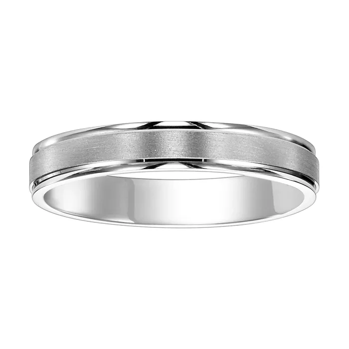 Rings White Gold 4mm Comfort Fit Mens Wedding Band FREDERICK GOLDMAN