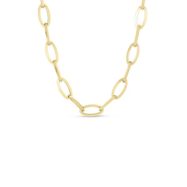 ROBERTO COIN Earrings 18K YELLOW DESIGNER GOLD KNIFE EDGE OVAL LINK CHAIN