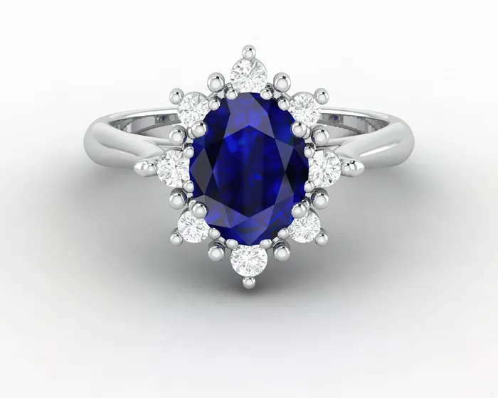 Sapheena Jewelry Bridget 15 Ct Oval Cut Halo Blue Sapphire Engagement Ring Rings Sapheena Jewelry Bridget 15 Ct Oval Cut Halo Blue Sapphire Engagement Ring Rings
