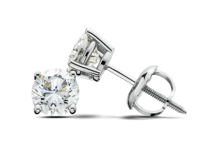 Sapheena Jewelry Earrings Round Moissanite Stud Earrings 1 ct tw