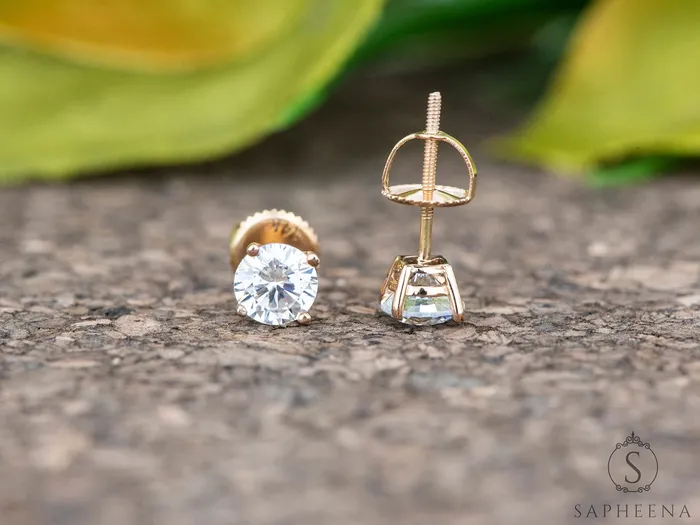 Sapheena Jewelry Earrings Round Moissanite Stud Earrings 1 ct tw